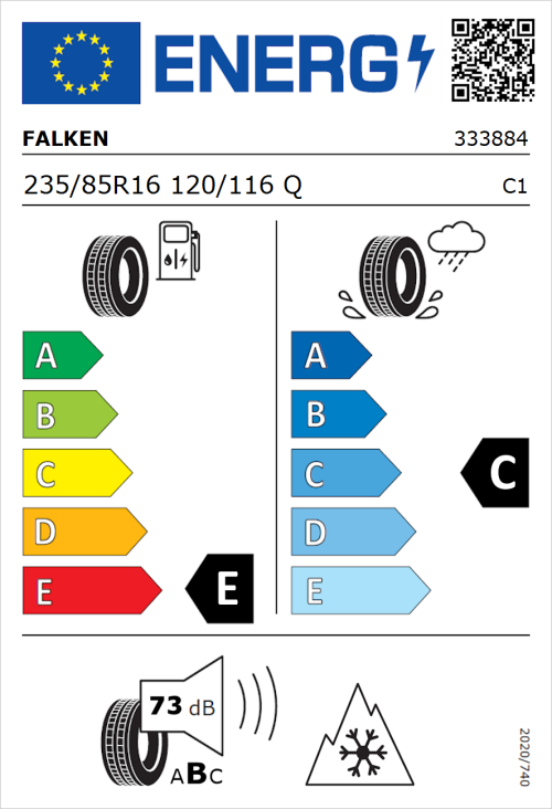 Tyre Label for Falken Wildpeak A/T AT3WA 235/85R16 120/116Q