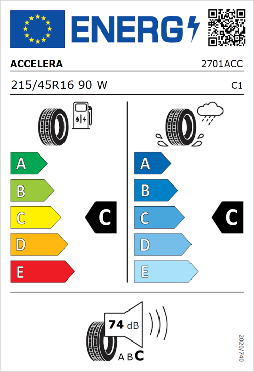 Tyre Label for Accelera PHI 2 215/45R16 90W